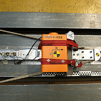 Crash data recorder for railways during shock test on sled in line with IEEE / CFR Crash data recorder for railways during shock test on sled in line with IEEE / CFR